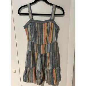 LOFT Sundress Size 0‎ Multicolor Rayon Linen Sleeveless Dress Tiered Tank
